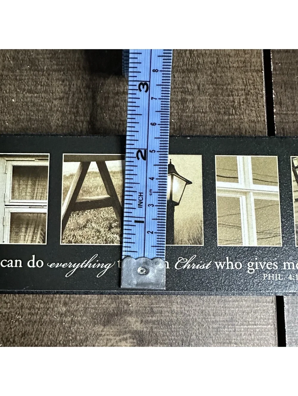 Vintage Inspirational Wooden Block Sign with Phil. 4:13 Verse